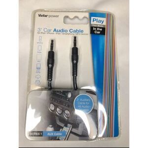 Vivitar Auto Audio Cable 3 Ft.(Black) AUX Cable (C6)